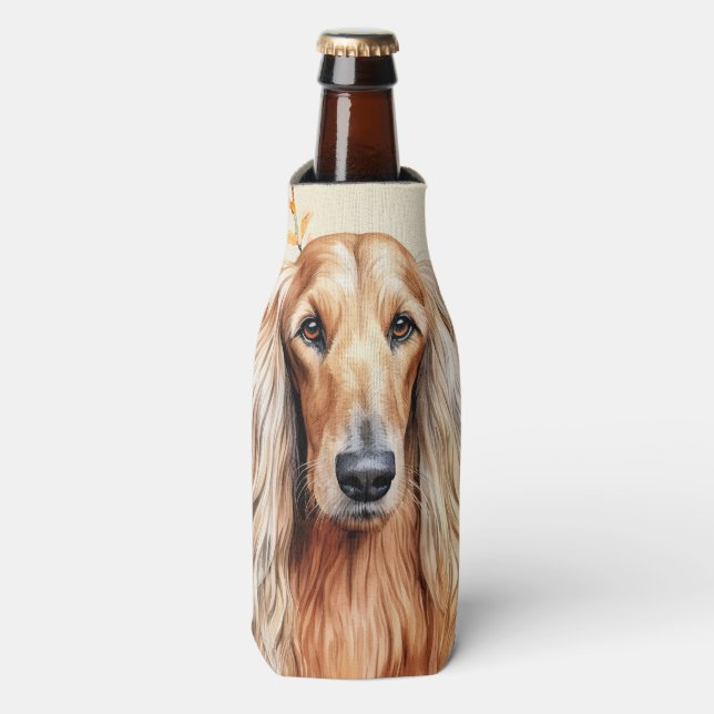 Rafraichisseur De Bouteilles Afghan Hound Dog and Peach Lilies (Bottle Devant)