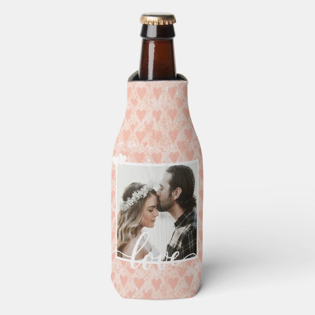Rafraichisseur De Bouteilles Ajouter votre propre photo personnalisée Coeurs d' (Bottle Devant)