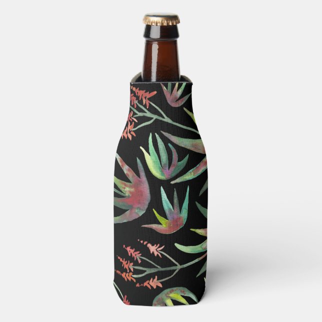 Rafraichisseur De Bouteilles Aloe Vera Fleurs Succulentes Jardin Aquarelle (Bottle Devant)
