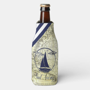 Rafraichisseur De Bouteilles Ancienne carte marine/bateau/silhouette/départ/ma
