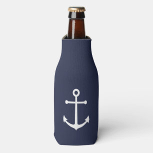 Rafraichisseur De Bouteilles Ancre blanche marine sur bleu marine