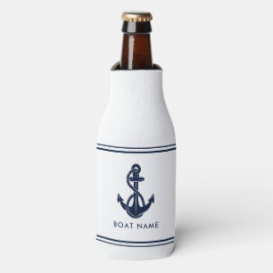 Rafraichisseur De Bouteilles Ancre Bleue marine Nom du bateau Personnalisé