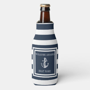 Rafraichisseur De Bouteilles Ancre Naútica Nom de Bateau Navy Bleu Rayé
