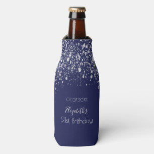 Rafraichisseur De Bouteilles Anniversaire marine bleu argent nom de parties sci