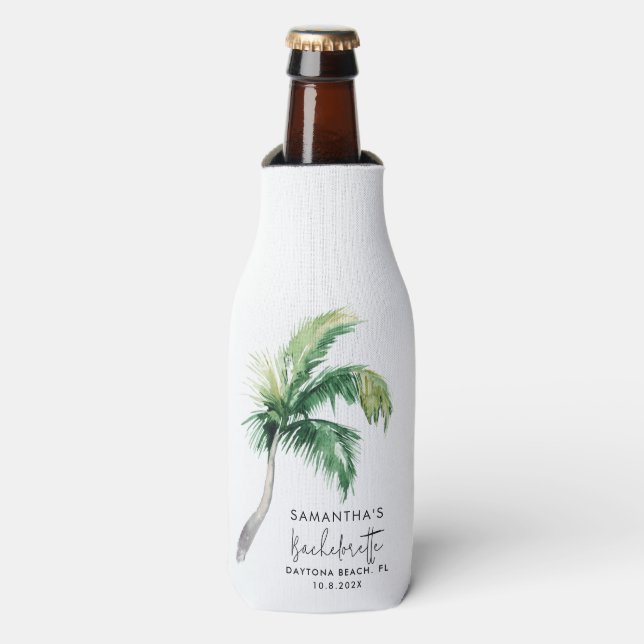 Rafraichisseur De Bouteilles Aquarelle Palm Tree Bachelorette personnalisée (Bottle Devant)