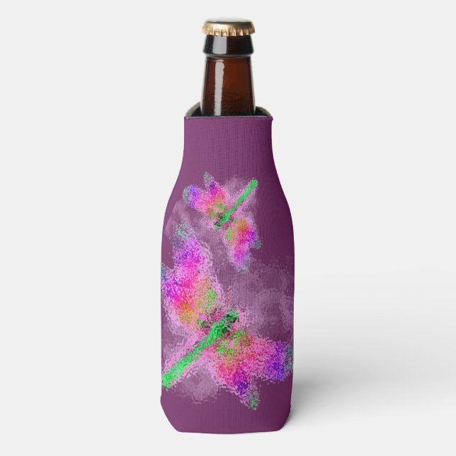 Rafraichisseur De Bouteilles Art Abstrait de libellules (violet) (Bottle Devant)