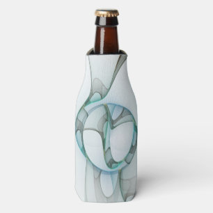 Rafraichisseur De Bouteilles Art Abstrait moderne Fractal Bleu Turquoise Gris