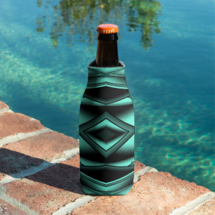 Rafraichisseur De Bouteilles Art abstrait moderne ombré turquoise blanc noir