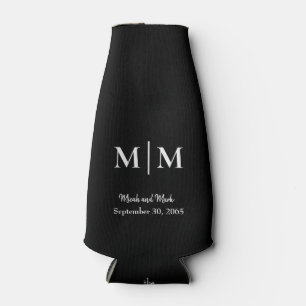 Rafraichisseur De Bouteilles B/W Monogramme & Noms Mariage Tall Can Cooler
