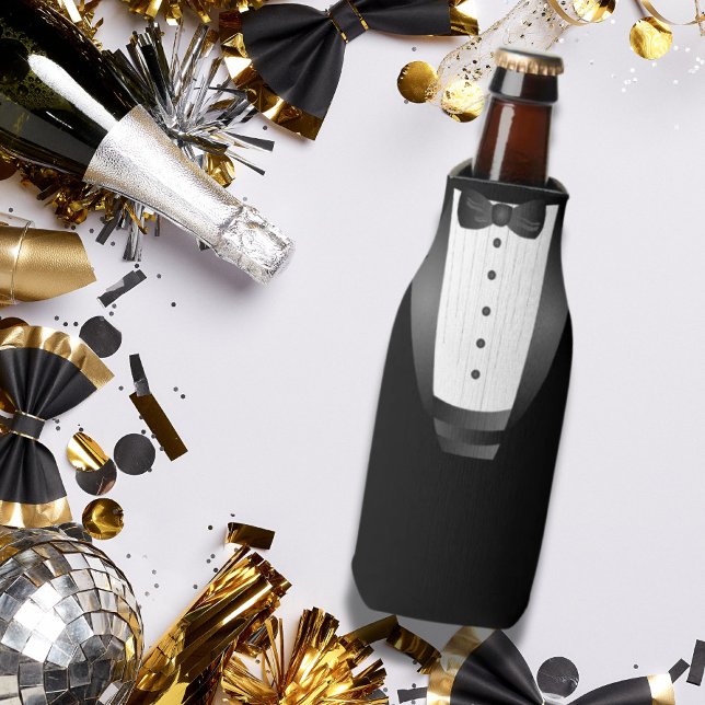 Rafraichisseur De Bouteilles Bachelor Party Groomsman Team Groom black tuxedo (Bachelor Party Groomsman Team Groom black tuxedo Bottle Cooler)