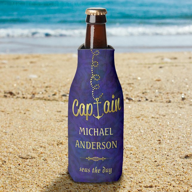 Rafraichisseur De Bouteilles Bateau d'Ancre nautique Capitaine Gold | Nom perso (Créateur téléchargé)