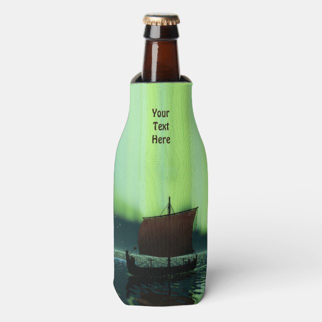 Rafraichisseur De Bouteilles Bateau Viking Sous Lumière Du Nord (Bottle Devant)