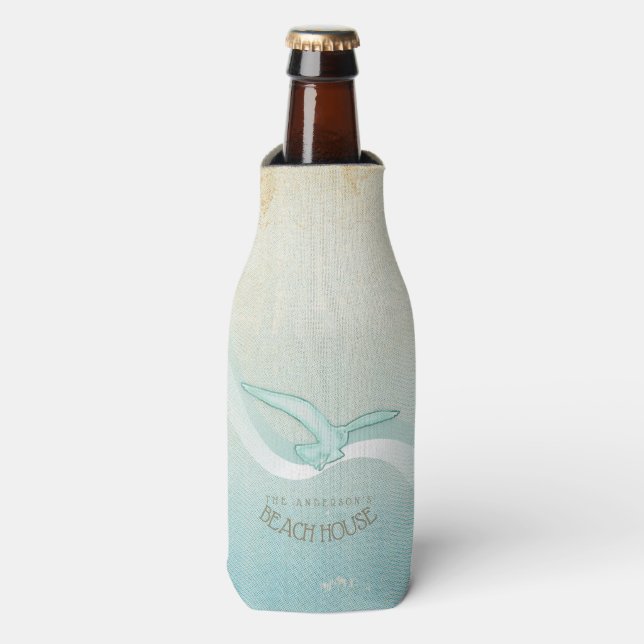 Rafraichisseur De Bouteilles Beach House Seagull Aqua Blue ID623 (Bottle Devant)