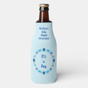 Rafraichisseur De Bouteilles Bébé bleu Papillons et Baby shower de fleurs