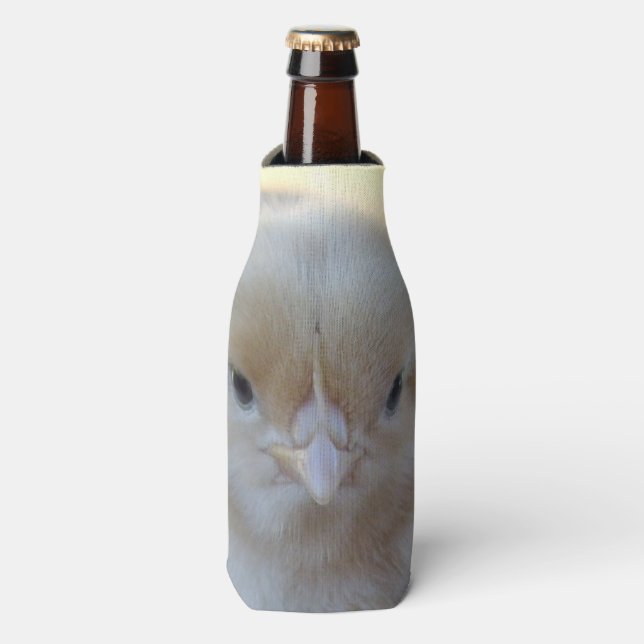 Rafraichisseur De Bouteilles Bébé poulet fuzzy jaune, (Bottle Devant)