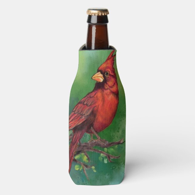 Rafraichisseur De Bouteilles Belle peinture d'oiseaux du Cardinal rouge du Nord (Bottle Devant)