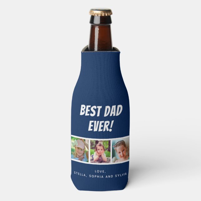 Rafraichisseur De Bouteilles Best Papa Ever 3 Photos sur Dark Blue (Bottle Devant)