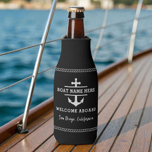 Rafraichisseur De Bouteilles Bienvenue à bord de l'ancre de bateau nom noir mar