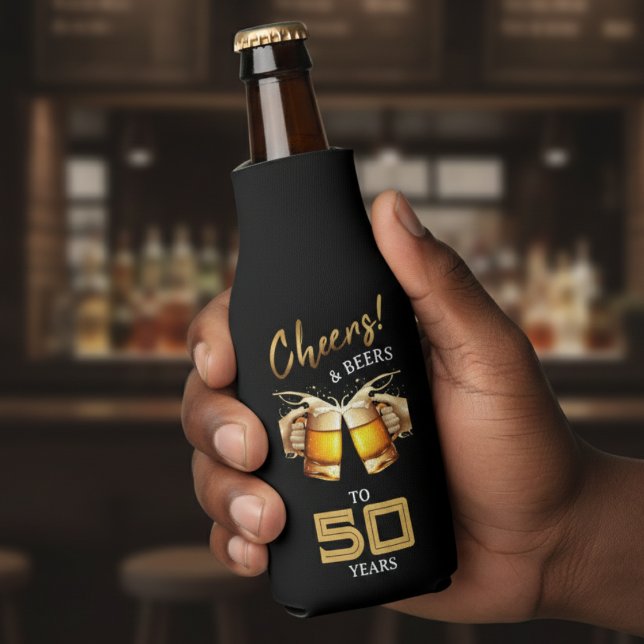 Rafraichisseur De Bouteilles Black & Gold Cheers & Beers 50 ans 50e anniversair (Black & Gold Cheers & Beers 50 Years 50th Birthday Bottle Cooler
)
