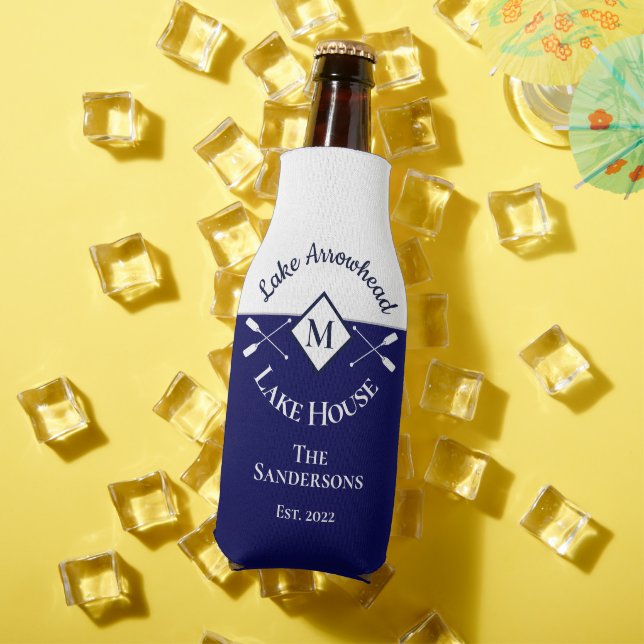Rafraichisseur De Bouteilles Bleu bleu marine Monogramme blanc Maison du lac (Été in situ)