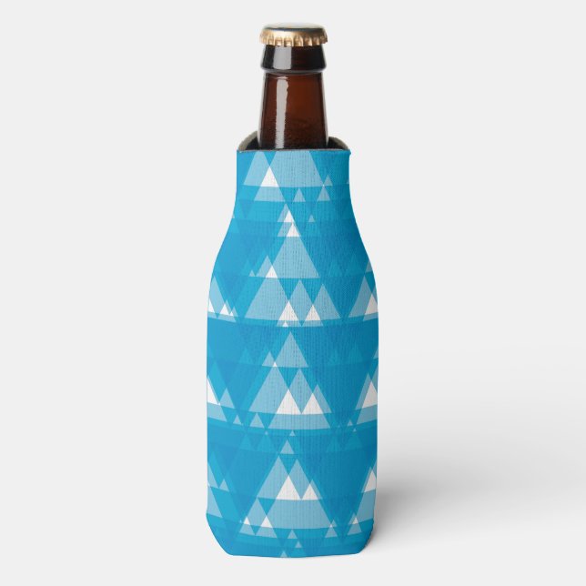 Rafraichisseur De Bouteilles Bleu, cool, moderne, triangles recouverts à la mod (Bottle Devant)