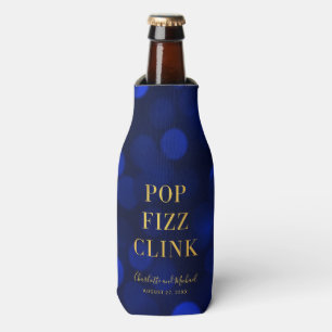 Rafraichisseur De Bouteilles Bleu Saphir Bokeh Faux Or Pop Fizz Clink