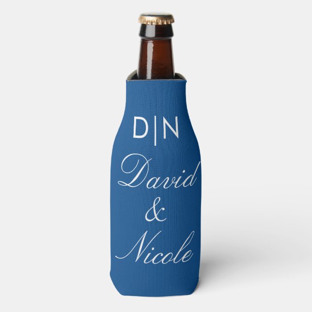 Rafraichisseur De Bouteilles Blue Custom Text Can Cooler Personalized Sleeve (Bottle Devant)