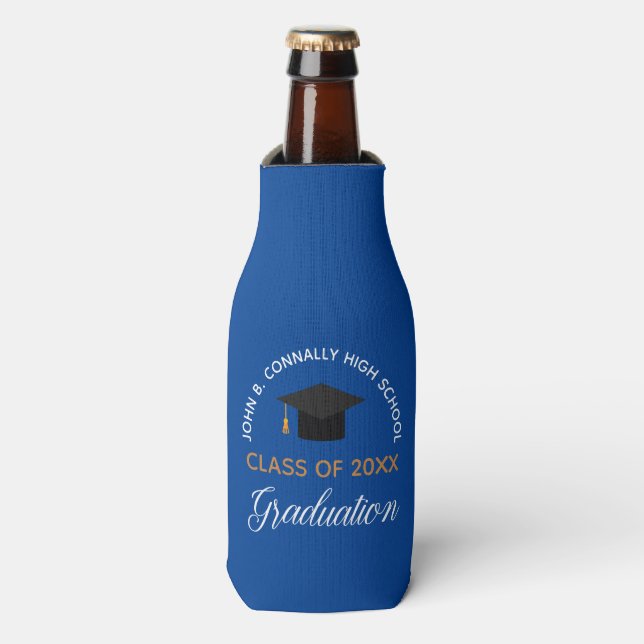 Rafraichisseur De Bouteilles Blue Graduation Party Custom School Classe de 2023 (Bottle Devant)