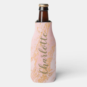 Rafraichisseur De Bouteilles Blush et motif marbré or Personnalisé   