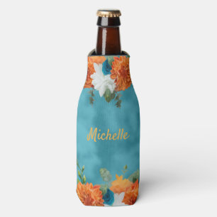 Rafraichisseur De Bouteilles Boho Automne Automne Floral Orange Turquoise