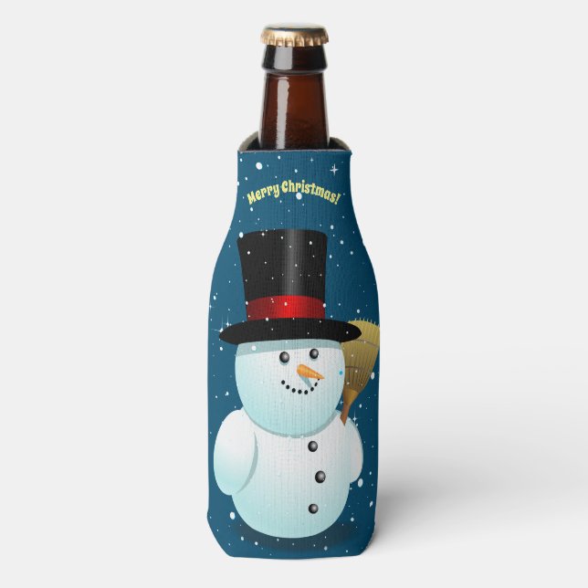 Rafraichisseur De Bouteilles Bon Snowman Avec Casquette Top Felt (Bottle Devant)