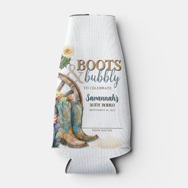 Rafraichisseur De Bouteilles Boots et Bubbly Rodeo Cowgirl Occidentale Annivers (Devant)