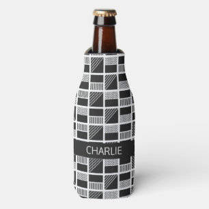 Rafraichisseur De Bouteilles Bouteille de nom personnalisé Carré géométrique et