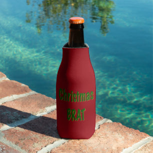 Rafraichisseur De Bouteilles Brai d'or vert de la forêt de Noël sur Crimson rou