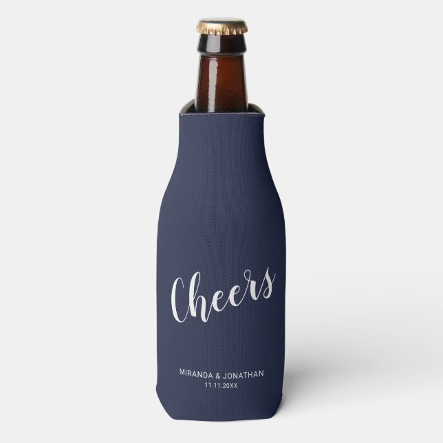 Rafraichisseur De Bouteilles "Bravo" Script moderne bleu marine (Bottle Devant)
