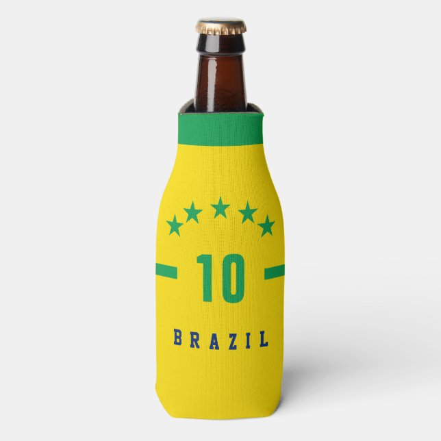 Rafraichisseur De Bouteilles Brésil Couleurs Drapeau Coupe du Monde de Football (Bottle Devant)