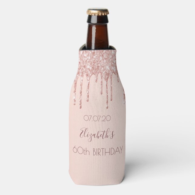 Rafraichisseur De Bouteilles Broussailleux rose gouttes de parties scintillant  (Bottle Devant)