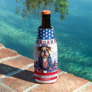 Rafraichisseur De Bouteilles Bulldog Happy 4 juillet Fête de l'Indépendance amé