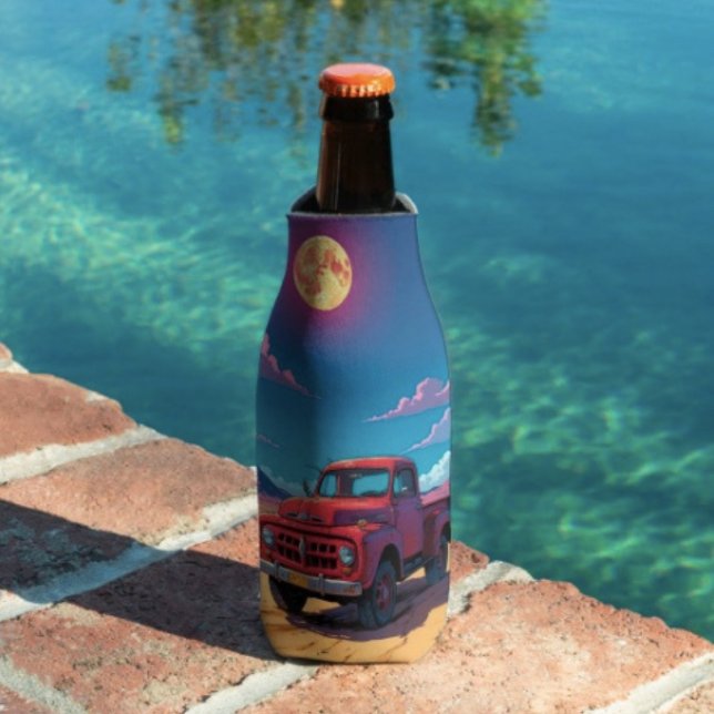Rafraichisseur De Bouteilles Camionnette Américaine Classique  (Retro Red Pickup Truck bottle cooler insulated bottle cooler high-density material. Made in the USA.)