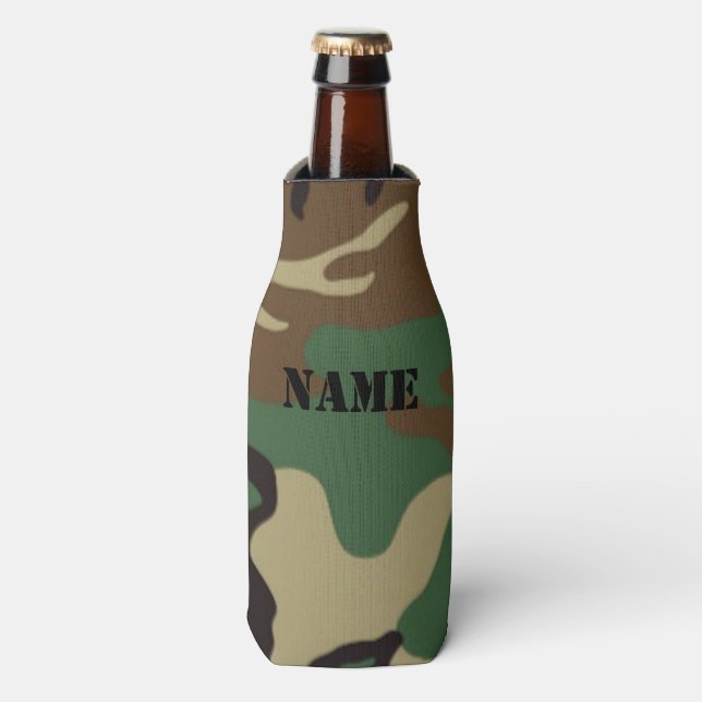 Rafraichisseur De Bouteilles Camouflage en bois ~ Nom personnalisé / Initiales (Bottle Devant)