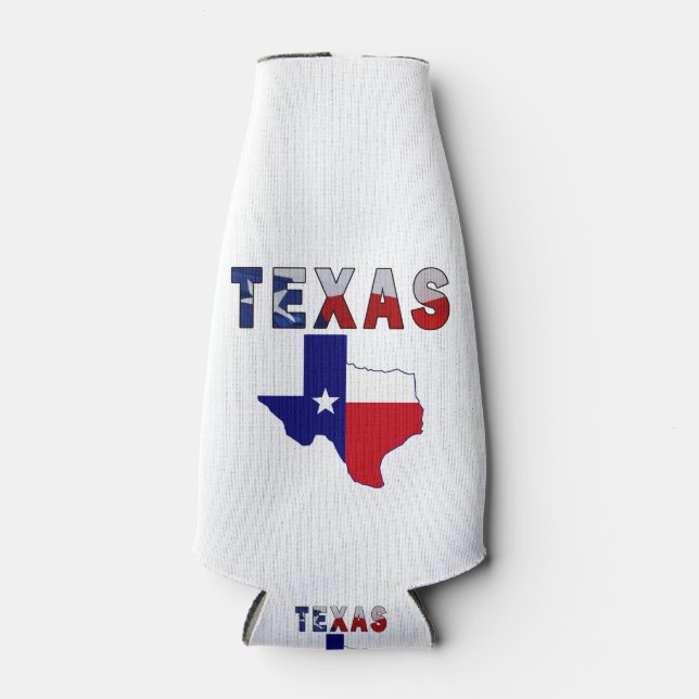 Rafraichisseur De Bouteilles Carte des drapeaux avec le Texas (Devant)