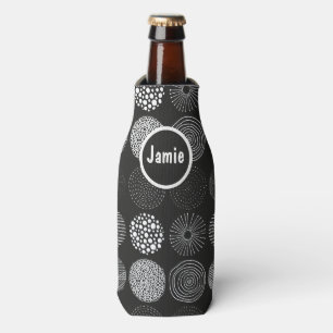 Rafraichisseur De Bouteilles Cercles dessinés à la main Noir Abstrait et Blanc