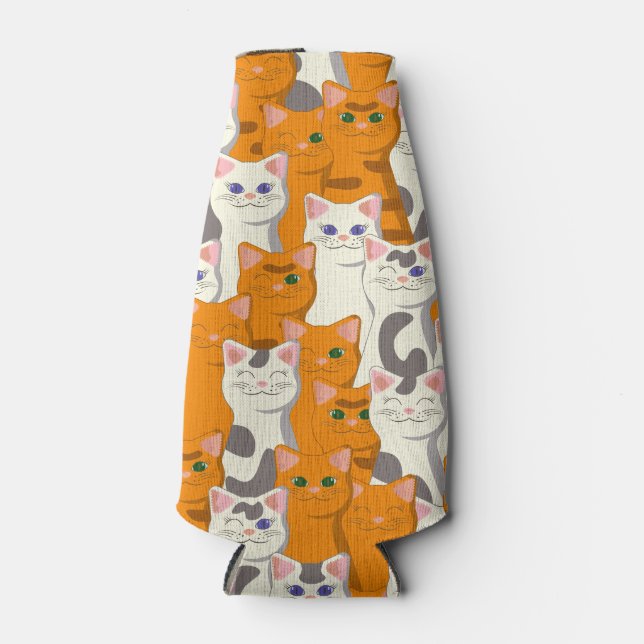 Rafraichisseur De Bouteilles Chats blancs et gingembre motif yeux verts yeux bl (Devant)