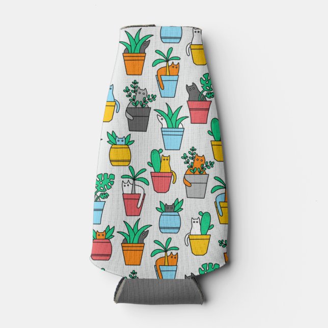 Rafraichisseur De Bouteilles Chats dans les pots à fleurs (Devant)