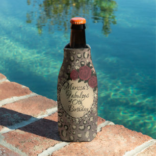 Rafraichisseur De Bouteilles Chic Leopard Rose Fabuleux 40e Personnaliser anniv