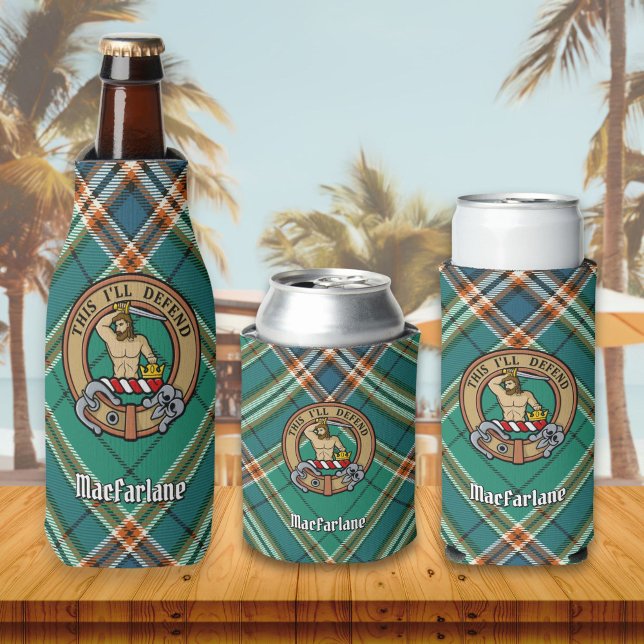 Rafraichisseur De Bouteilles Clan MacFarlane Crest sur Tartan de chasse antique (Créateur téléchargé)
