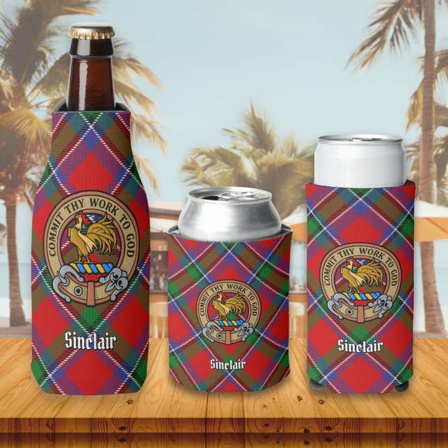 Rafraichisseur De Bouteilles Clan Sinclair Crest sur Tartan (Créateur téléchargé)