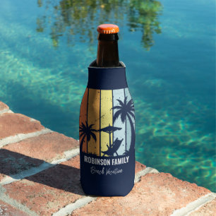 Rafraichisseur De Bouteilles Cool Retro Beach Vacances Custom Navy Blue