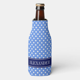 Rafraichisseur De Bouteilles Cornflower Blue Wht Pois Nom de la marine Monogram
