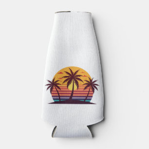 Rafraichisseur De Bouteilles Coucher de soleil avec palmiers Vector
